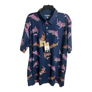 NWT Chubbies The King of the Sea Tiger Shark Performance Golf Polo XXL